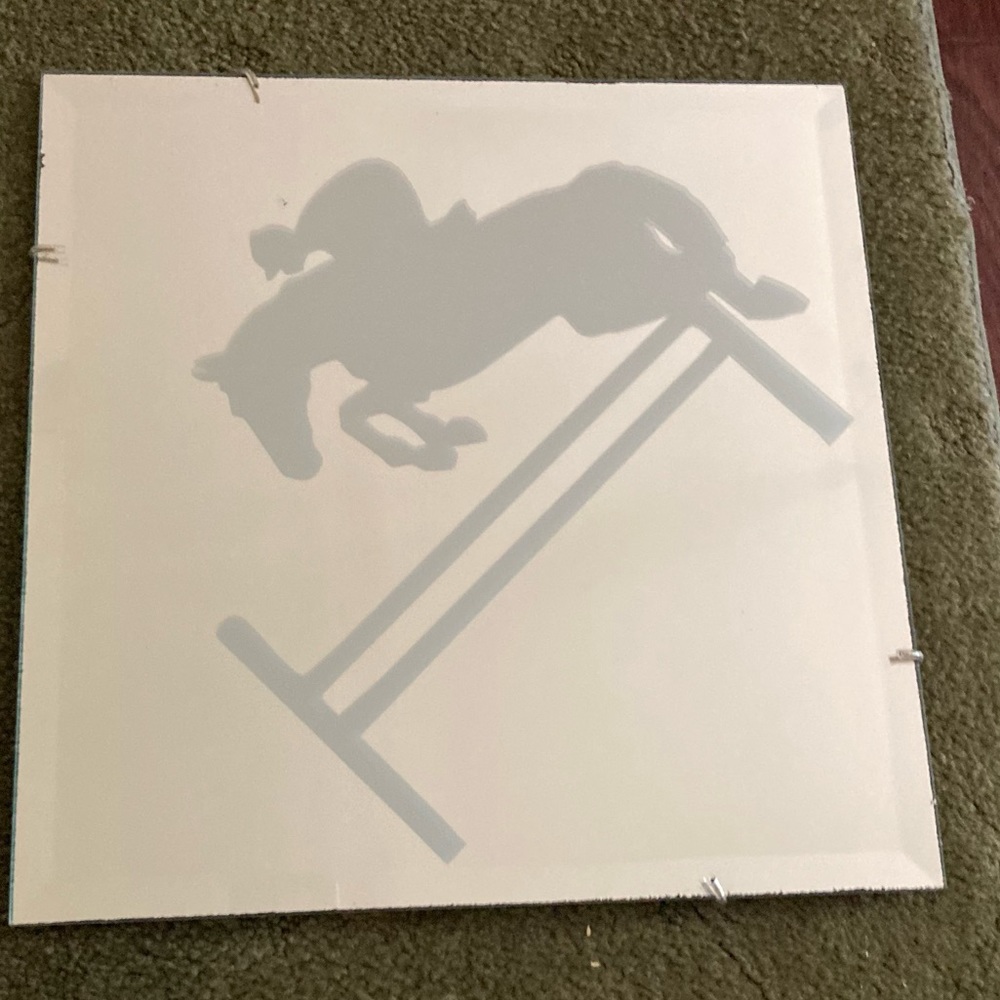 🌺Decorative Horse Mirror-Rider Jumping a horse.